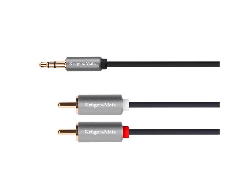 Cablu KRUGER &amp MATZ JACK 3.5 stereo/2xCINCH 1m KM1218 Basic