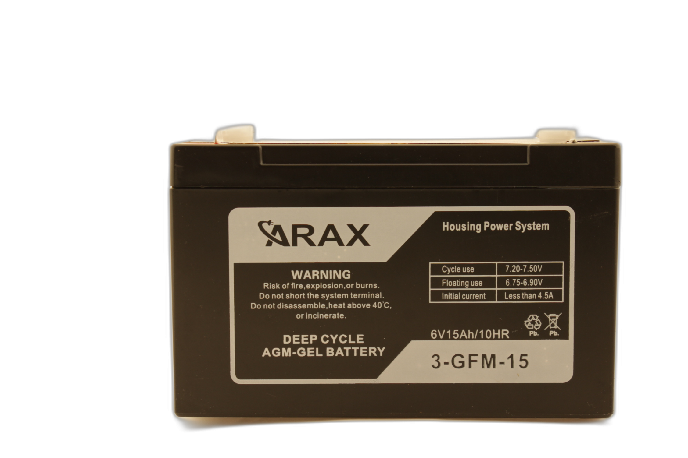 Acumulator ARAX deep cycle 6V 15Ah AGM VRLA GEL 3-GFM-15 - 3 | YEO