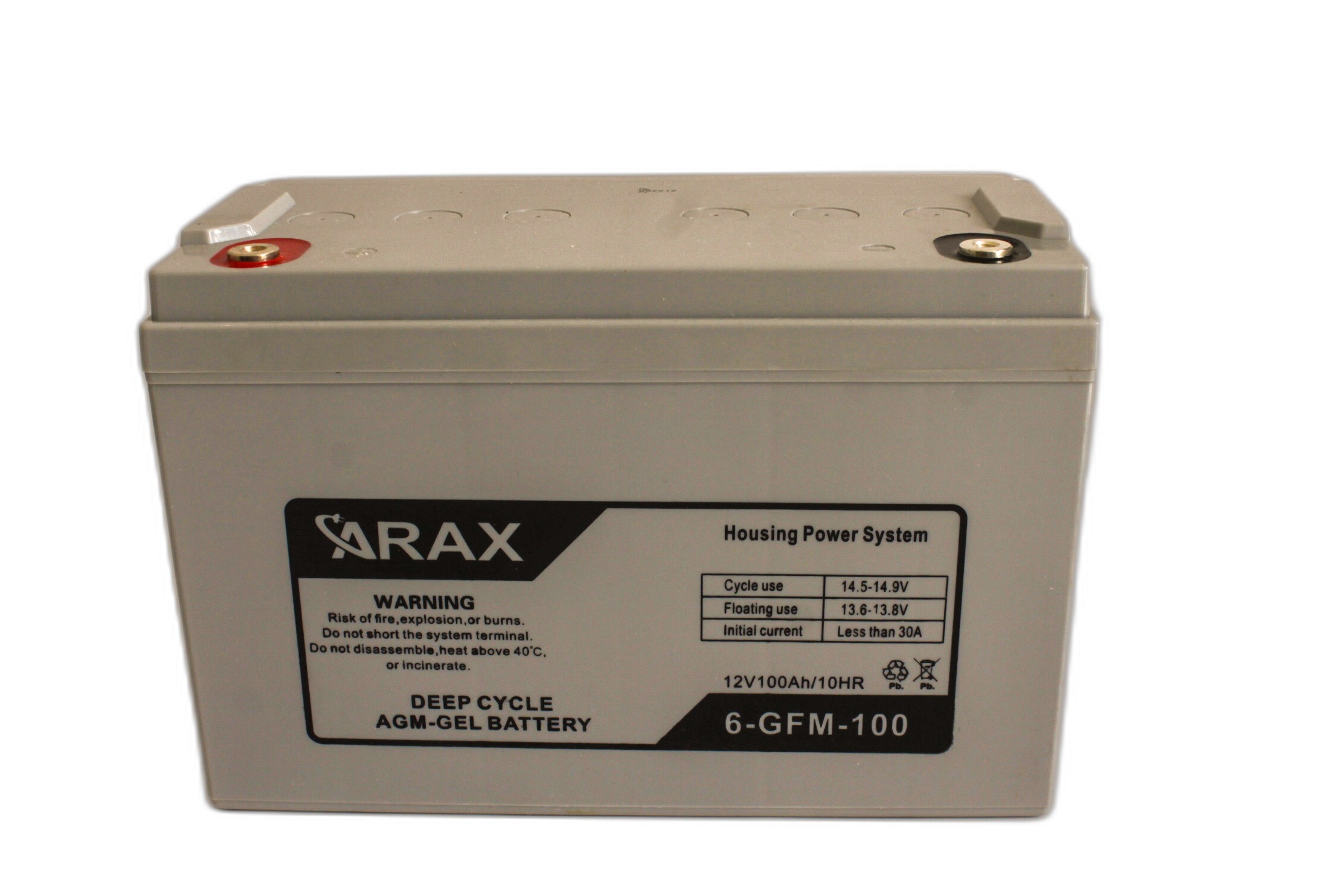 Acumulator ARAX deep cycle 12V 100Ah AGM VRLA GEL 6-GFM-100 - 2 | YEO