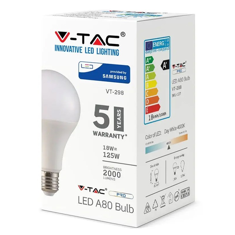 Bec Led A80 E27 18w 3000k Alb Cald, Cip Samsung - 2 | YEO