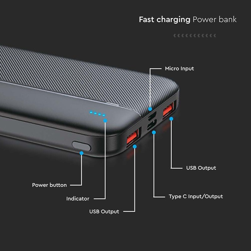 Power Bank 10000mah Fast Charge - Negru - 3 | YEO