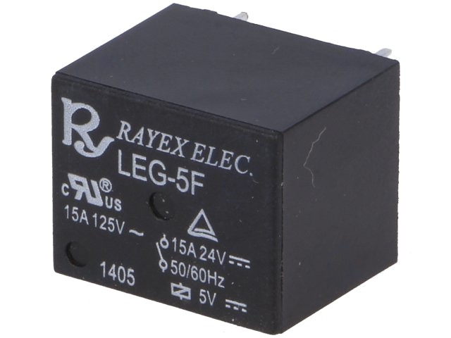 Releu: electromagnetic SPDT Ubobină:5VDC 15A/120VAC 15A/24VDC LEG-5F - 3 | YEO