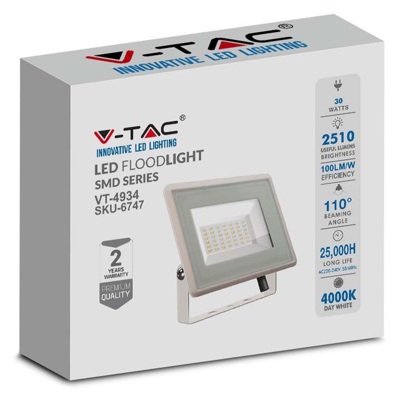 Reflector Led Smd 30w 4000k Ip65 - Alb - 4 | YEO