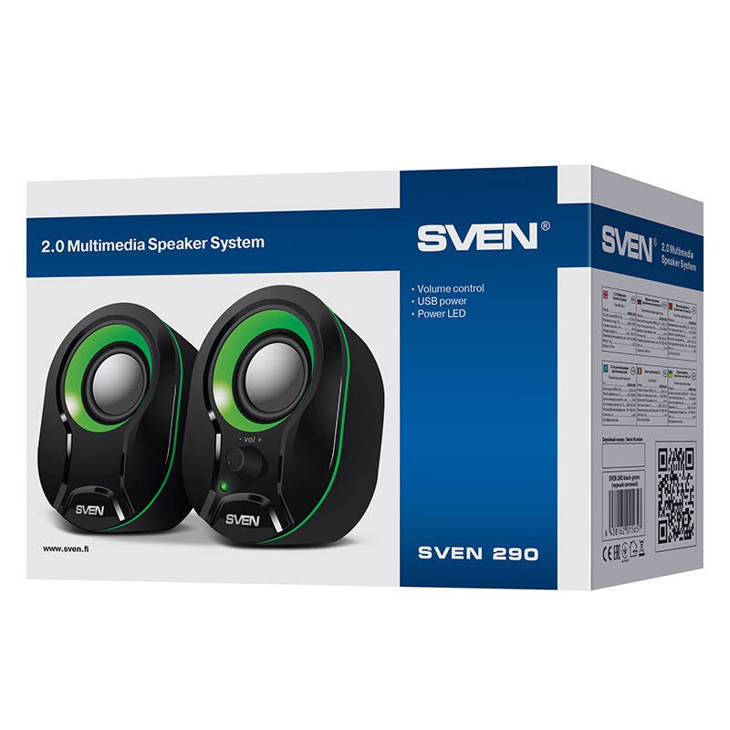 Difuzoare SVEN 290, 5W USB (negru-verde) - 3 | YEO