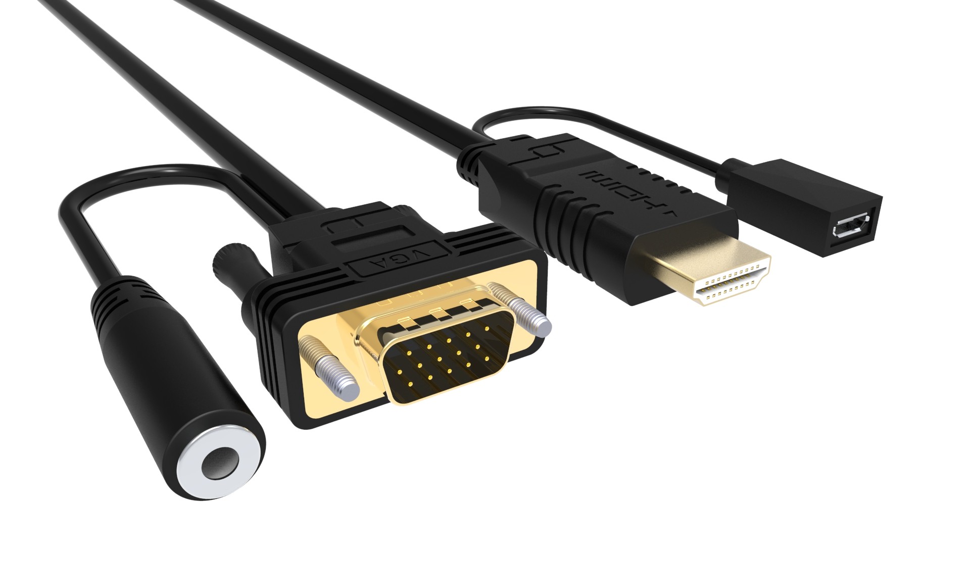 cablu hdmi cu chip la vga cu audio si alimentare microusb 1.8m