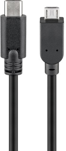 cablu usb-c - micro usb 2.0, 0.6m, negru, goobay