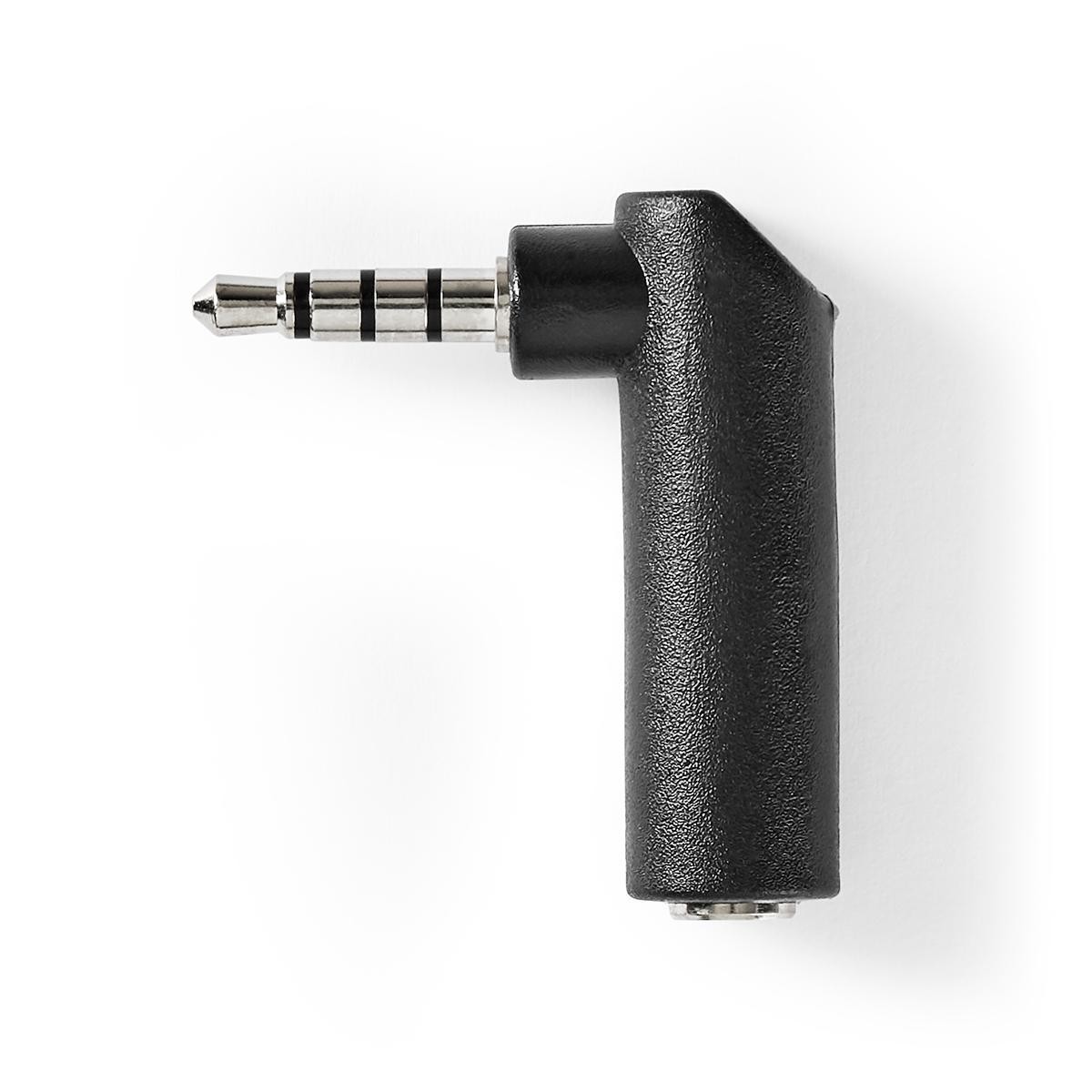 adaptor audio stereo nedis 3.5 mm tata - 3.5 mm mama, cotit 90°, 4-poli, set 10 bucati, negru