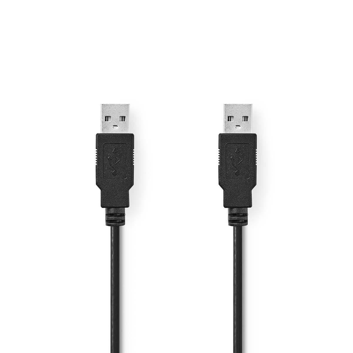 cablu usb 2.0 usb-a tata - usb-a tata, 2m, negru, nedis