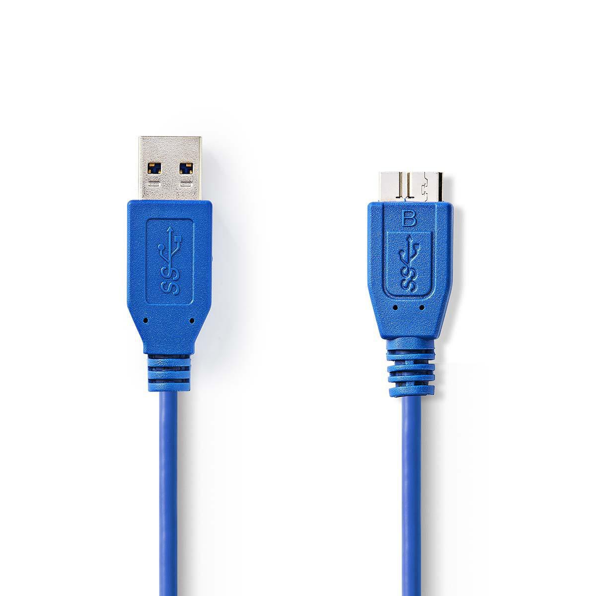 cablu usb 3.2 usb-a tata - micro-b tata, 5m, albastru, nedis