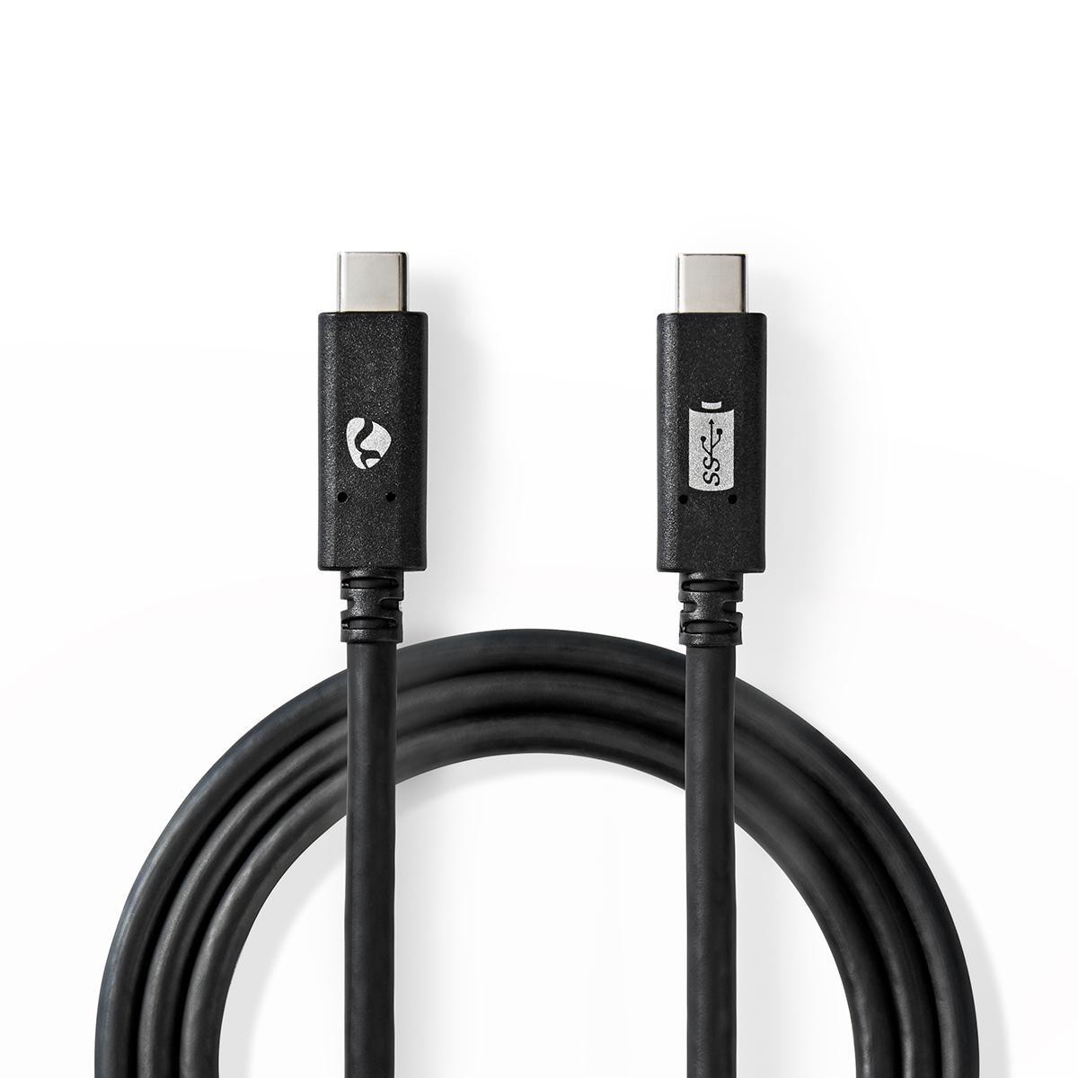 cablu usb-c - usb-c, 1m, 100w, negru, nedis