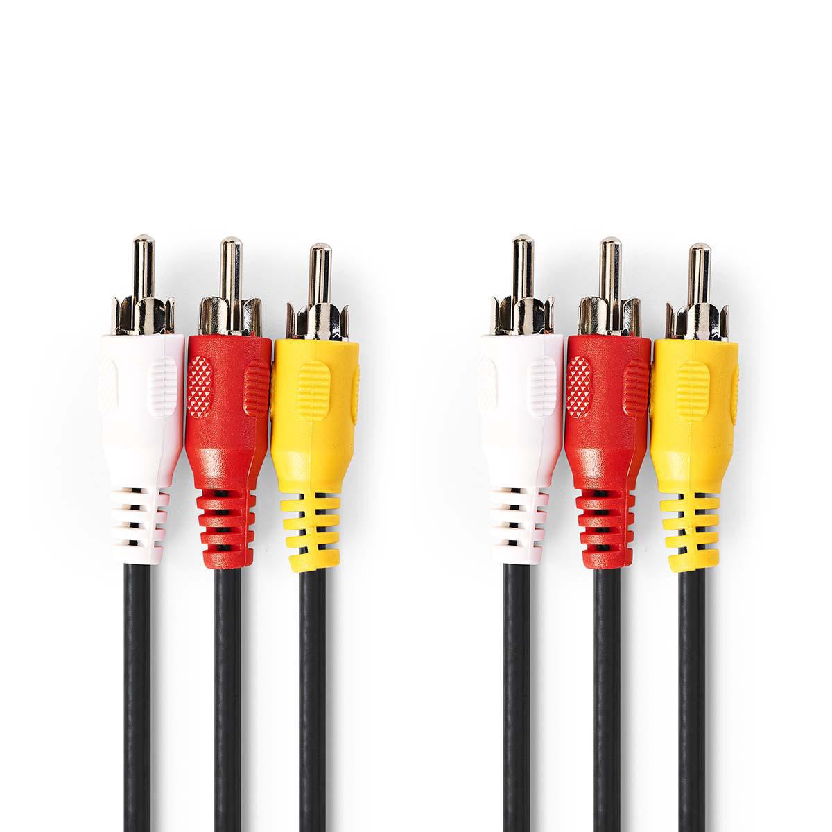 cablu audio-video 3x rca tata - 3x rca tata, 10m, negru, nedis