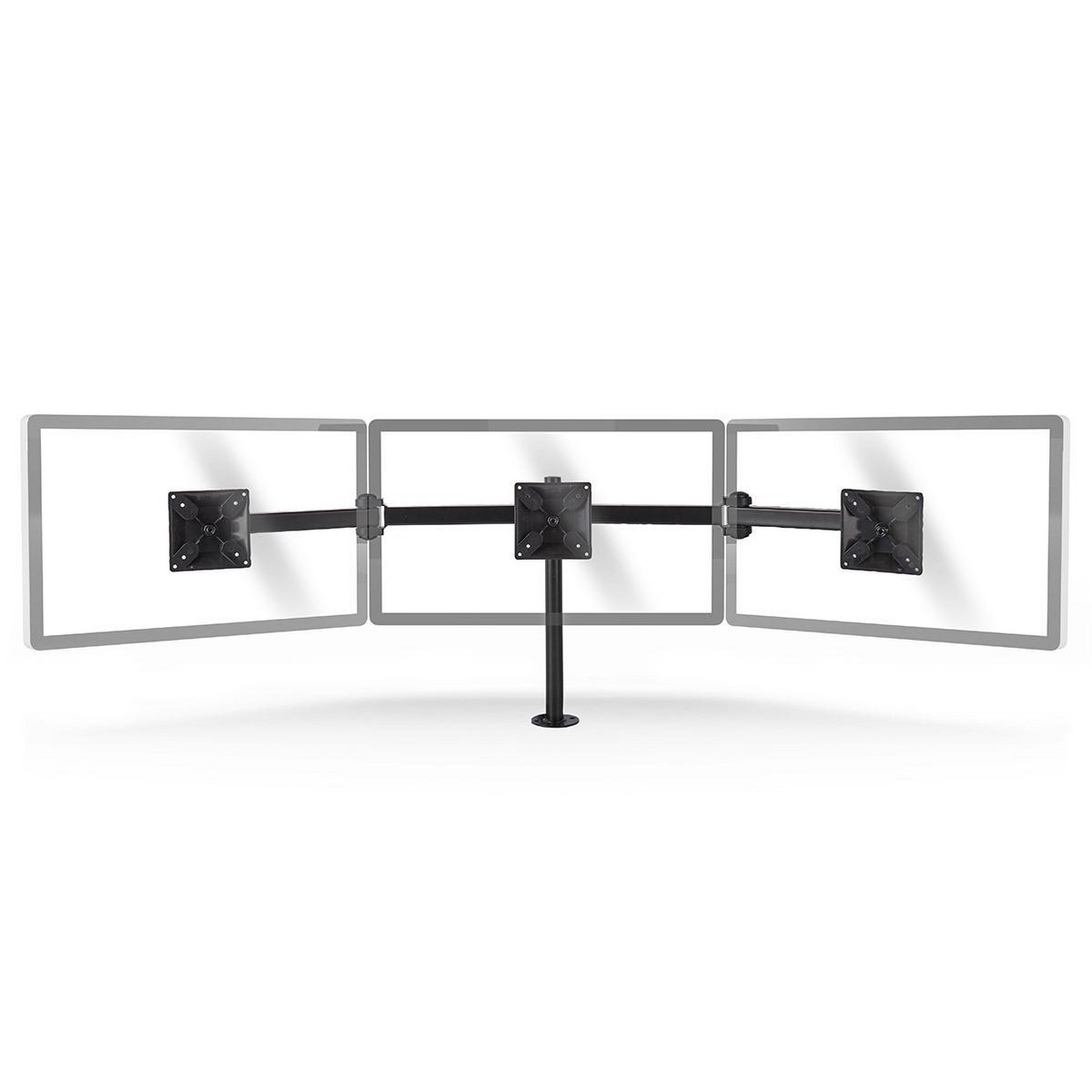 suport ergonomic pentru 3 monitoare, reglabil, negru, nedis