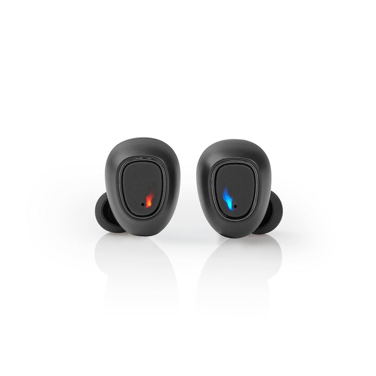 casti bluetooth in-ear nedis, redare pana la 5 ore, control vocal, carcasa de incarcare, negru