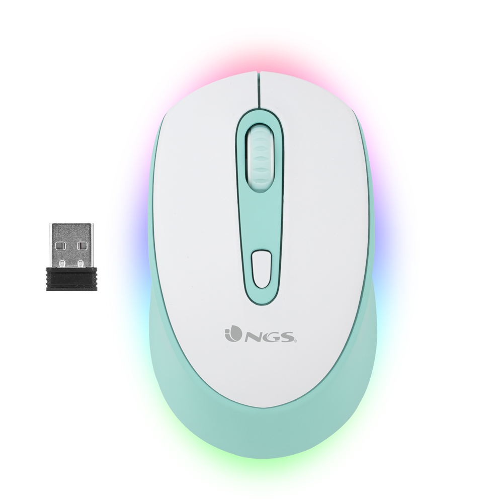 mouse wireless reincarcabil, bluetooth 5.0, smog mint-rb, 2400dpi, silent click, verde menta, rgb, ngs