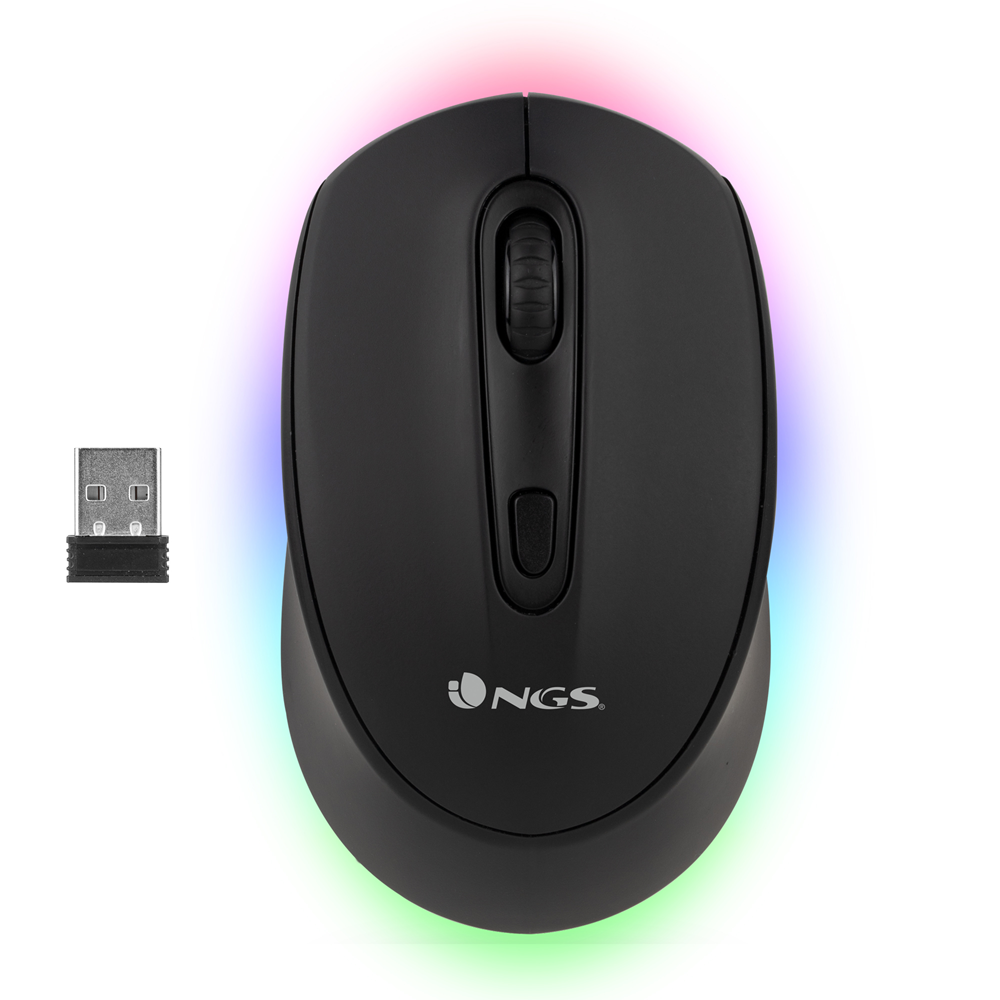 mouse wireless reincarcabil, bluetooth 5.0, smog-rb, 2400dpi, silent click, negru, rgb, ngs