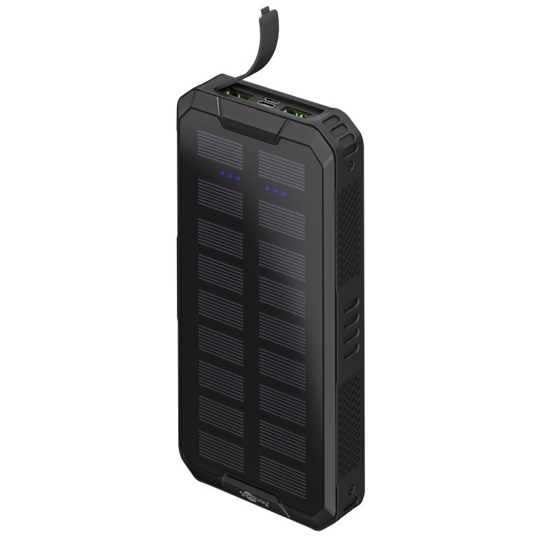 acumulator extern solar, 20000 mah, usb c™ pd, qc 3.0, goobay