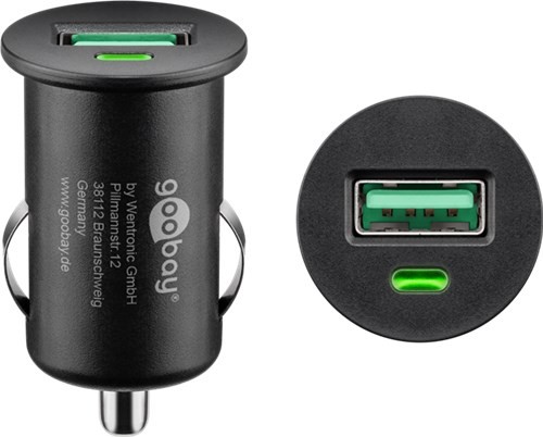 incarcator auto goobay, 1x usb-a qc3.0 3a, negru