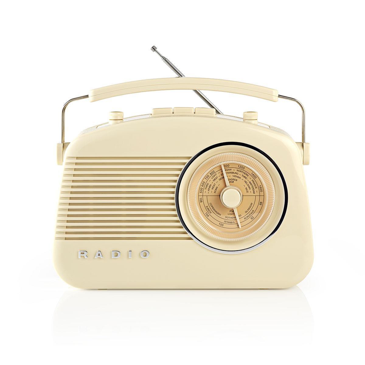 radio fm 4.5 w, maner pentru transport, ivory, nedis