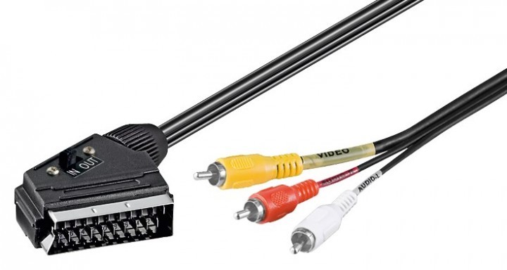 cablu audio video scart tata - 3 x rca tata, 2m, goobay