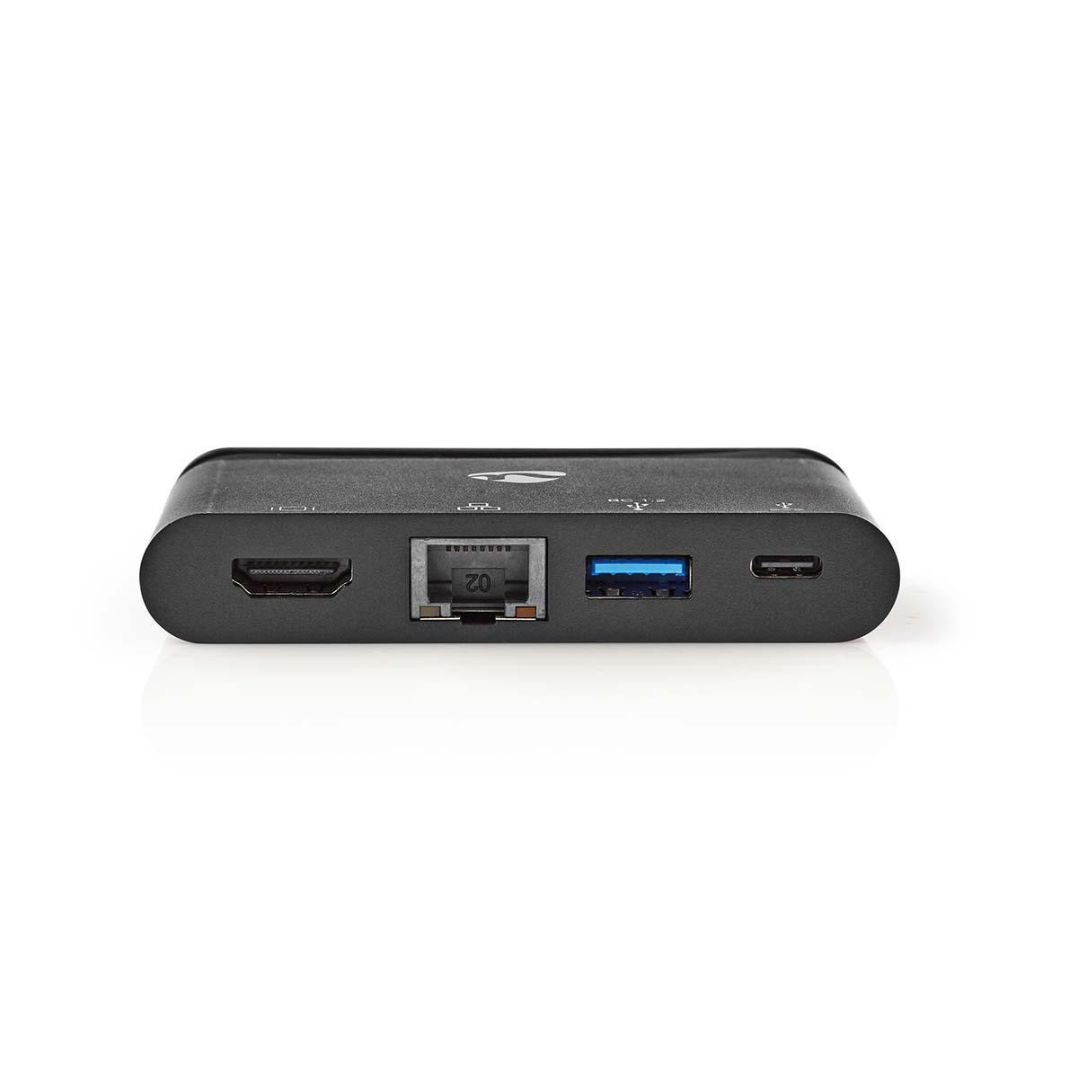 adaptor usb-c - hdmi, usb3.0, gigabit ethernet, usb-c pd 100w negru nedis