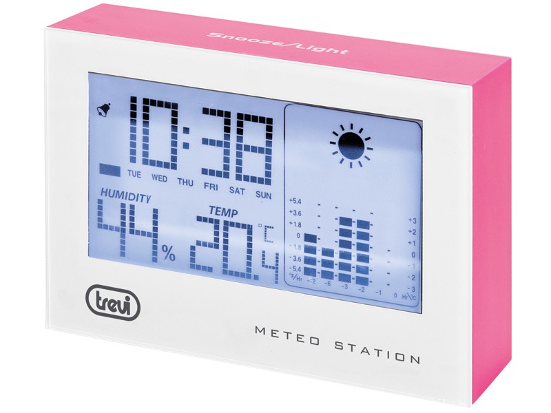 statie meteo cu ceas alb/roz trevi