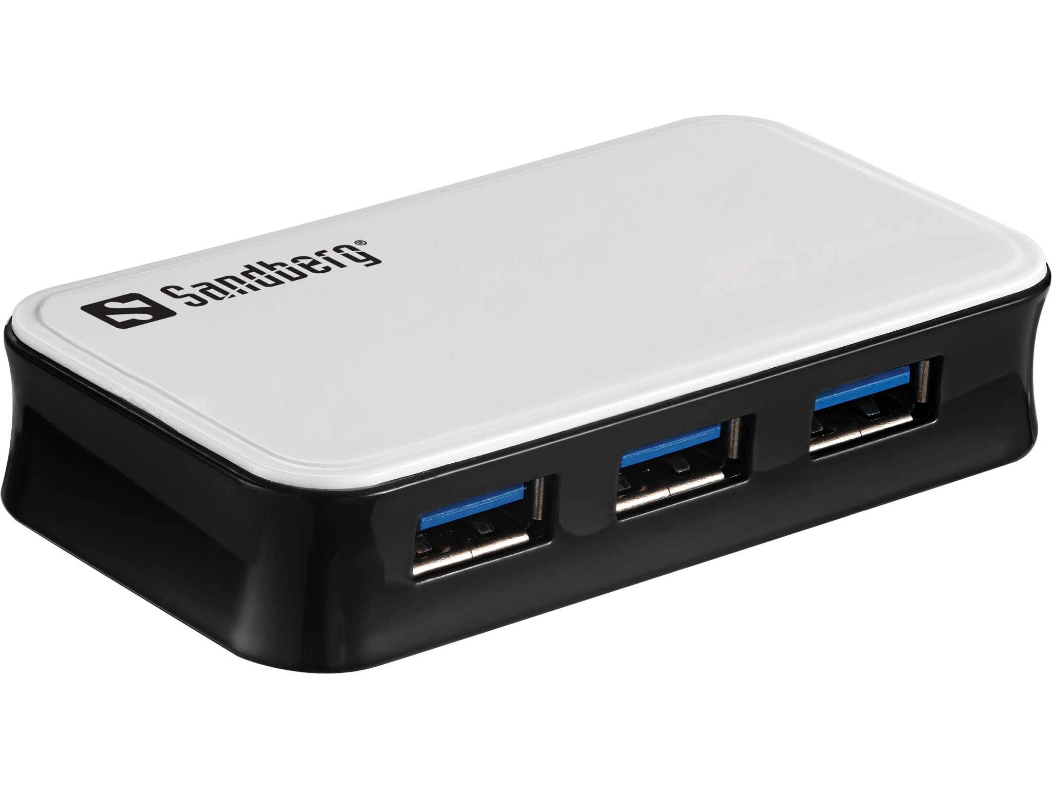 hub usb 3.0 sandberg 133-72, 4 porturi, negru/alb