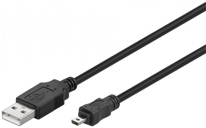 cablu usb 2.0 a tata - mini usb 8pini, 1.8m, negru, goobay