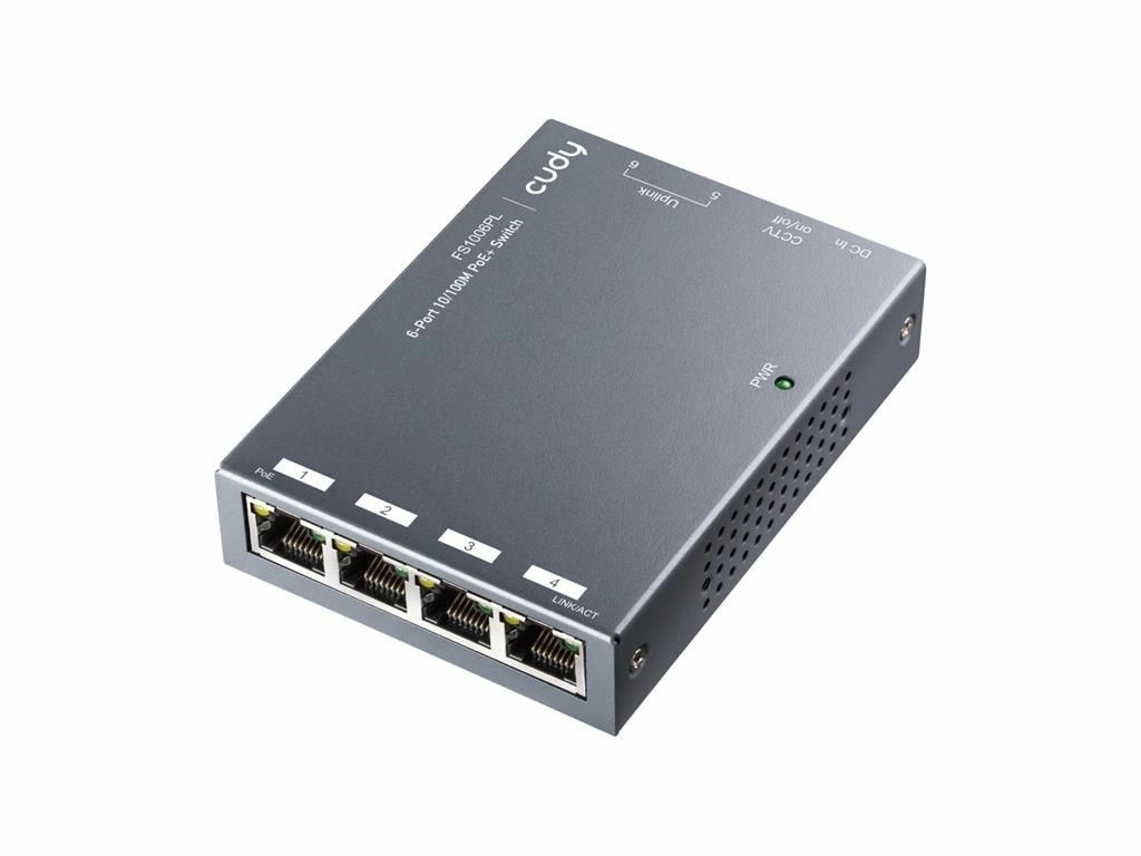 switch 6 porturi poe, 2 porturi uplink, 10/100mbps, fs1006pl cudy