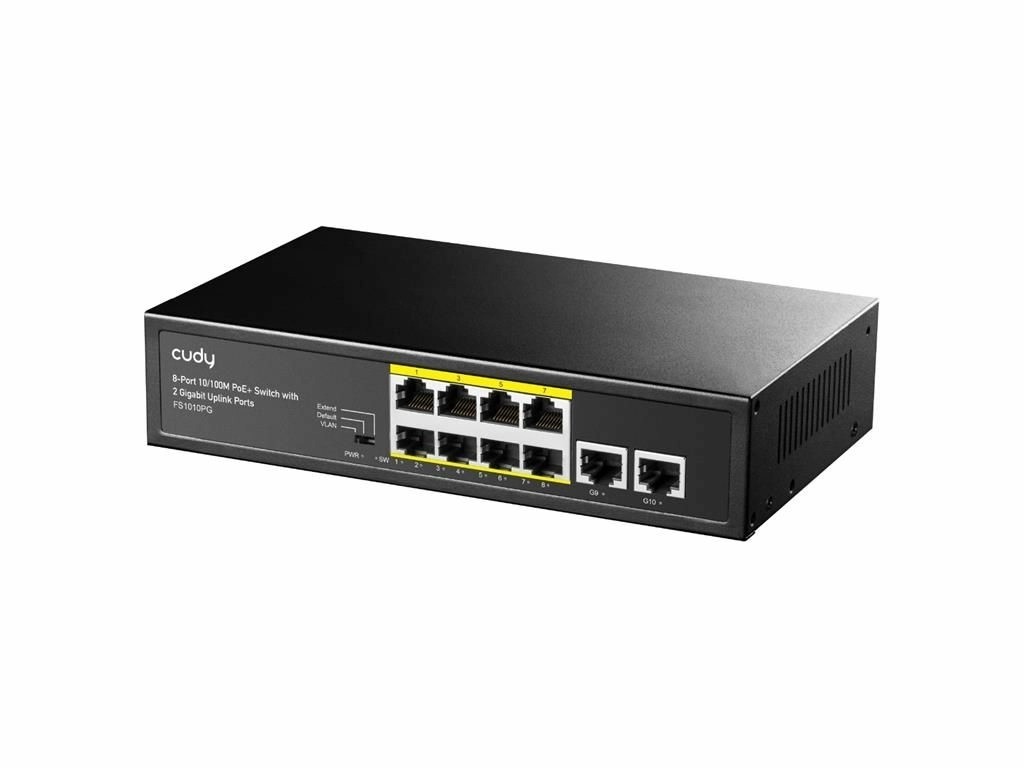 switch 8 porturi poe 10/100mbps, 2 porturi uplink gigabit, fs1010pg cudy - 1 | YEO