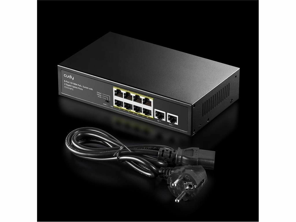 switch 8 porturi poe 10/100mbps, 2 porturi uplink gigabit, fs1010pg cudy