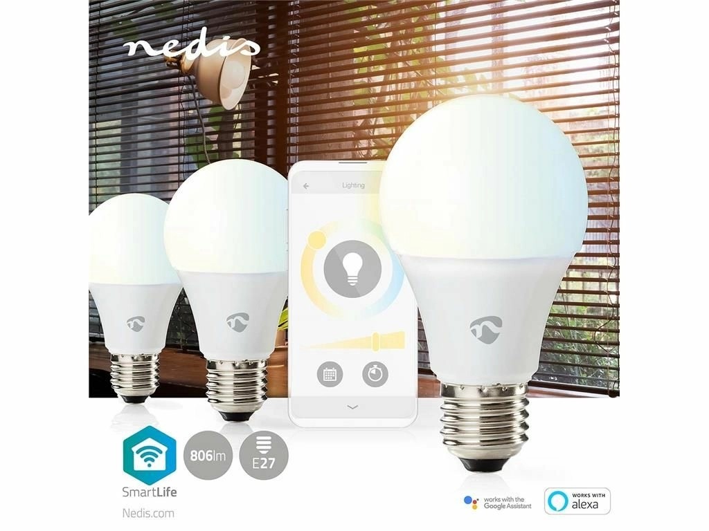 bec led smart wifi nedis, e27, 9w, 806lm, 2700k-6500k, set 3 bucati - 3 | YEO