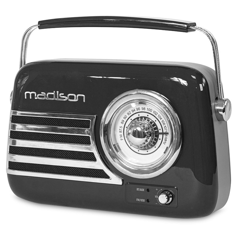 radio fm portabil nostalgia 15w cu functie bluetooth/aux - negru - 1 | YEO