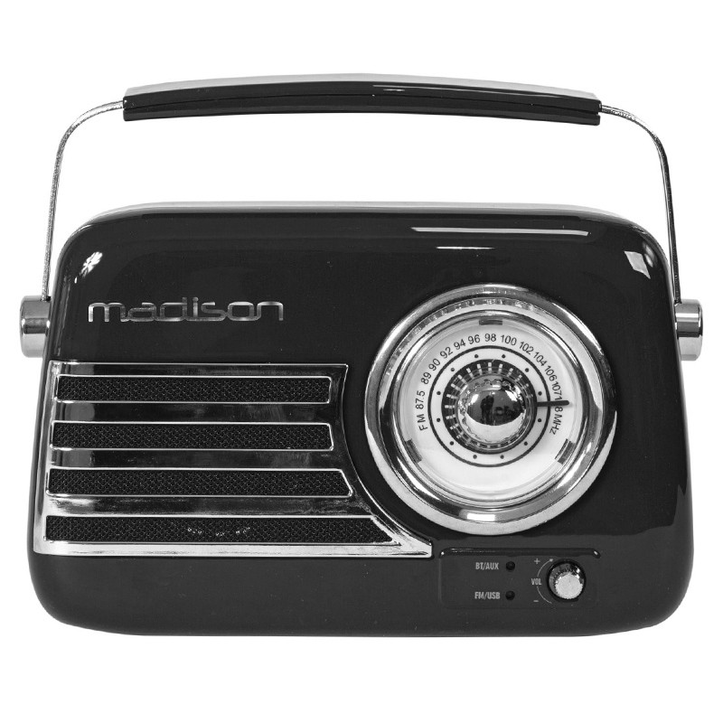 radio fm portabil nostalgia 15w cu functie bluetooth/aux - negru - 2 | YEO