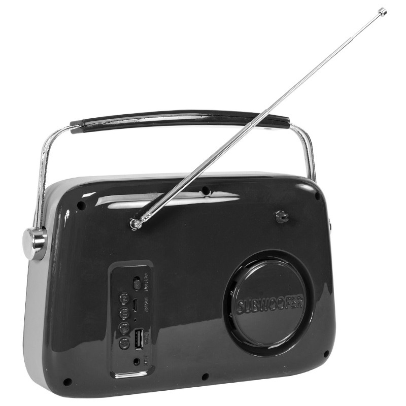 radio fm portabil nostalgia 15w cu functie bluetooth/aux - negru - 3 | YEO