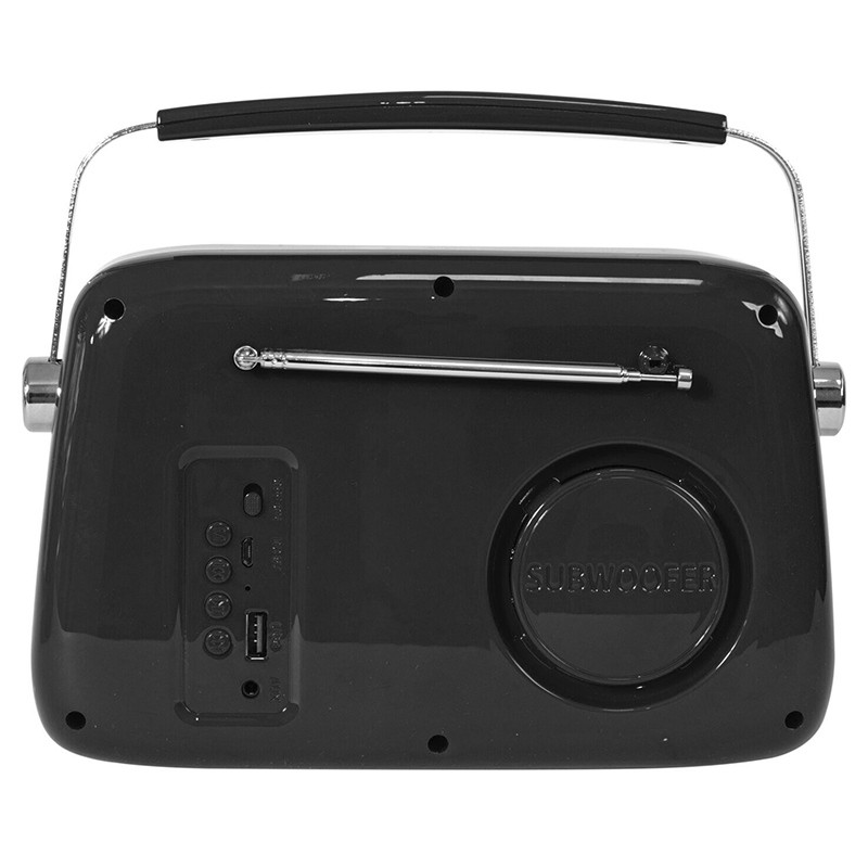 radio fm portabil nostalgia 15w cu functie bluetooth/aux - negru - 4 | YEO