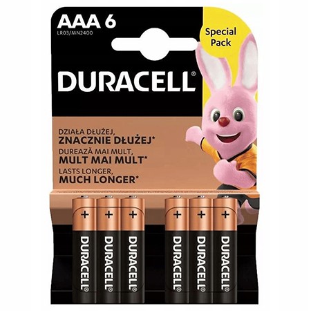 baterie alcalina duracell lr03 blister 6 buc