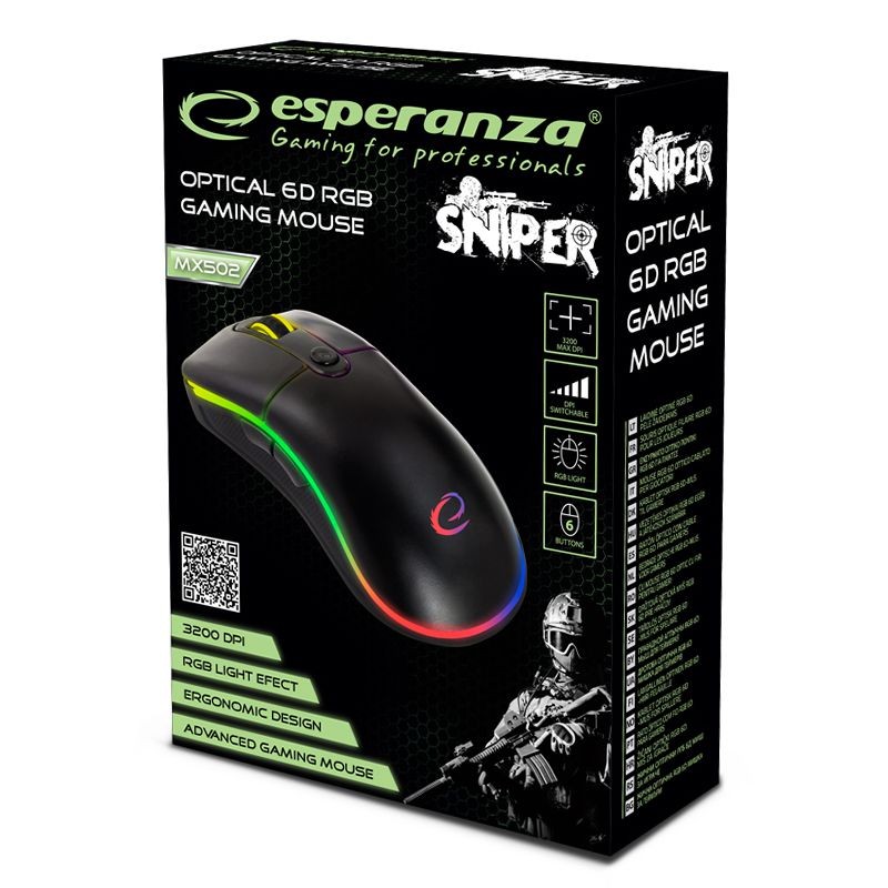 mouse optic usb gaming rgb sniper esperanza - 4 | YEO