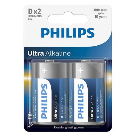 baterie ultra alkaline lr20 d blister 2 buc philips