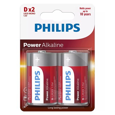 baterie power alkaline lr20 d blister 2 buc philips