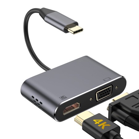 adaptor tip c - hdmi 4k 30hz si vga (simultan)