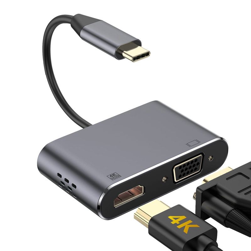 adaptor tip c - hdmi 4k 30hz si vga (simultan) - 1 | YEO