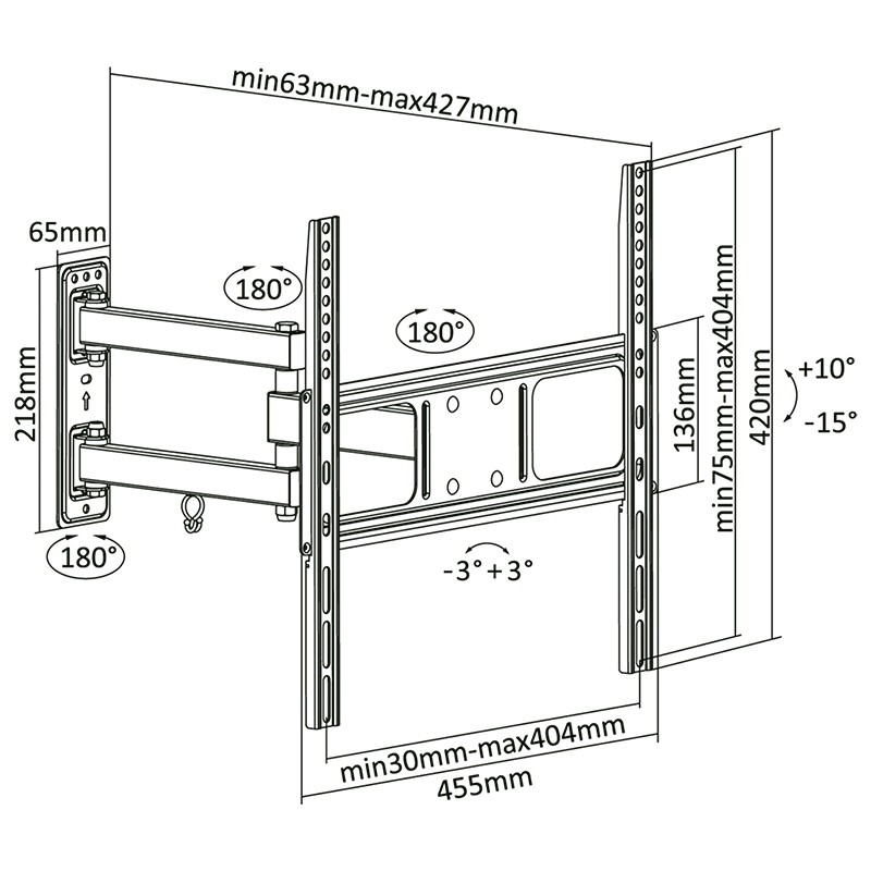 suport tv de perete 32-55 inch cabletech - 3 | YEO