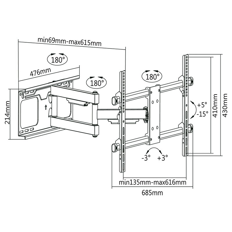 suport tv de perete 37-70 inch cabletech - 4 | YEO