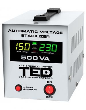 Stabilizator tensiune 500VA 300W AVR cu LCD, TED