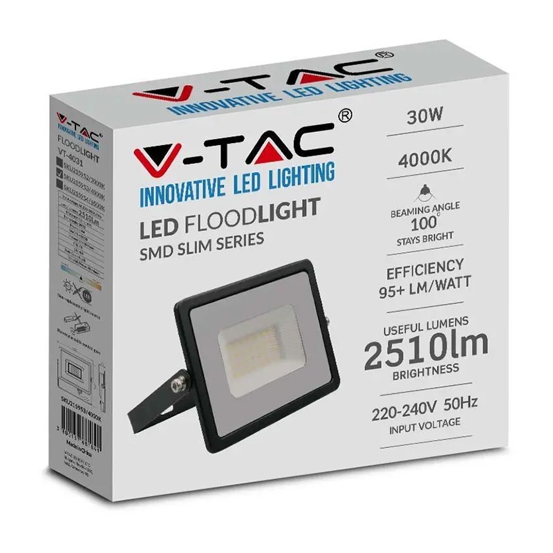 reflector led smd 30w 4000k ip65 - negru - 4 | YEO