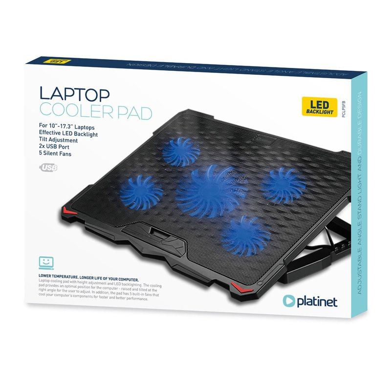 cooling pad laptop 5 fans 2 usb platinet - 2 | YEO