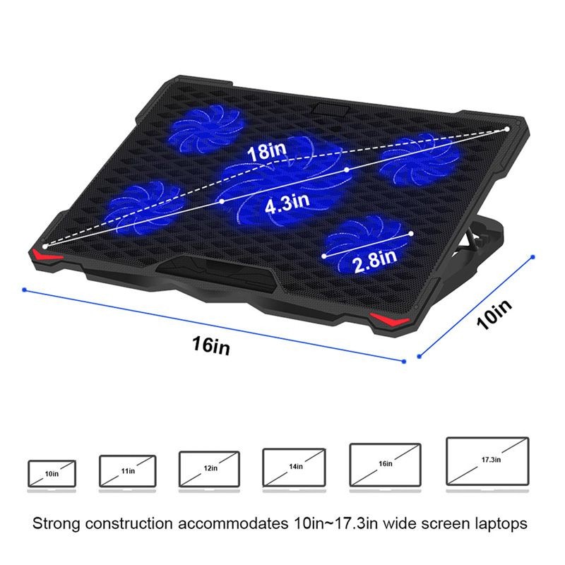 cooling pad laptop 5 fans 2 usb platinet - 5 | YEO