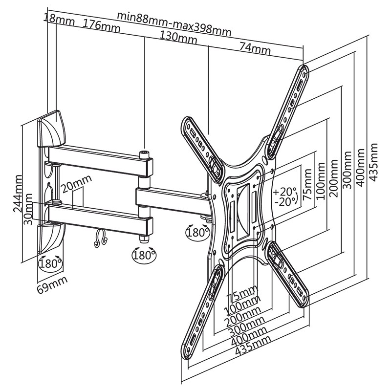 suport tv de perete 23-55inch cabletech - 3 | YEO