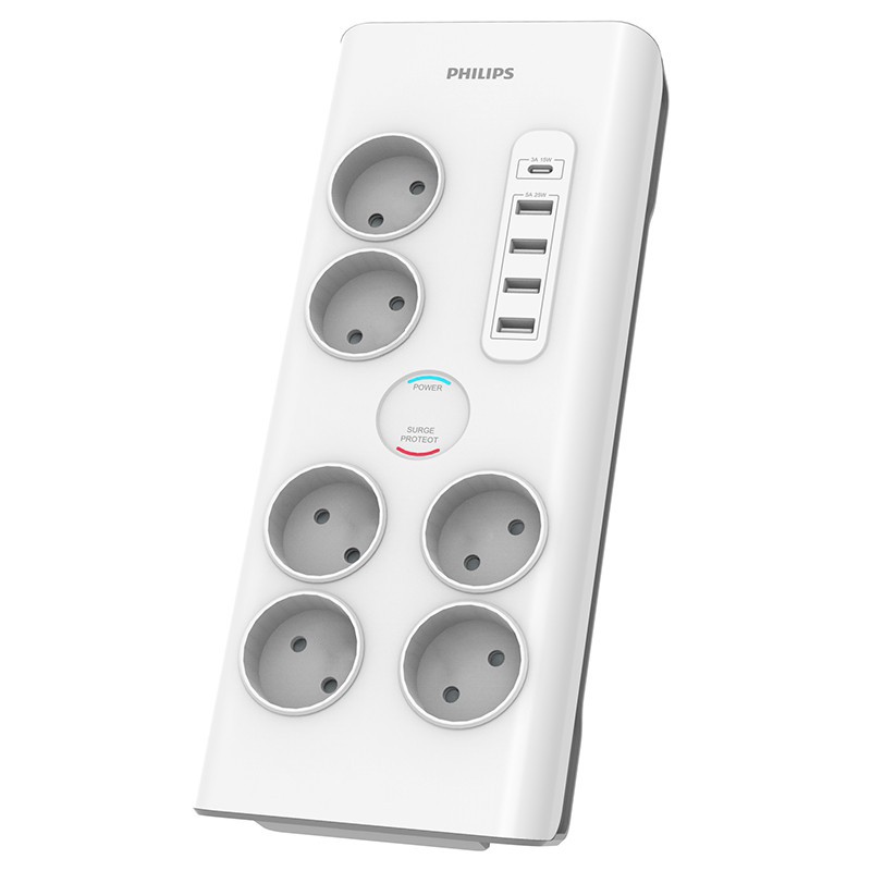 prelungitor surge protector 6 prize 2m 5 x usb philips - 1 | YEO