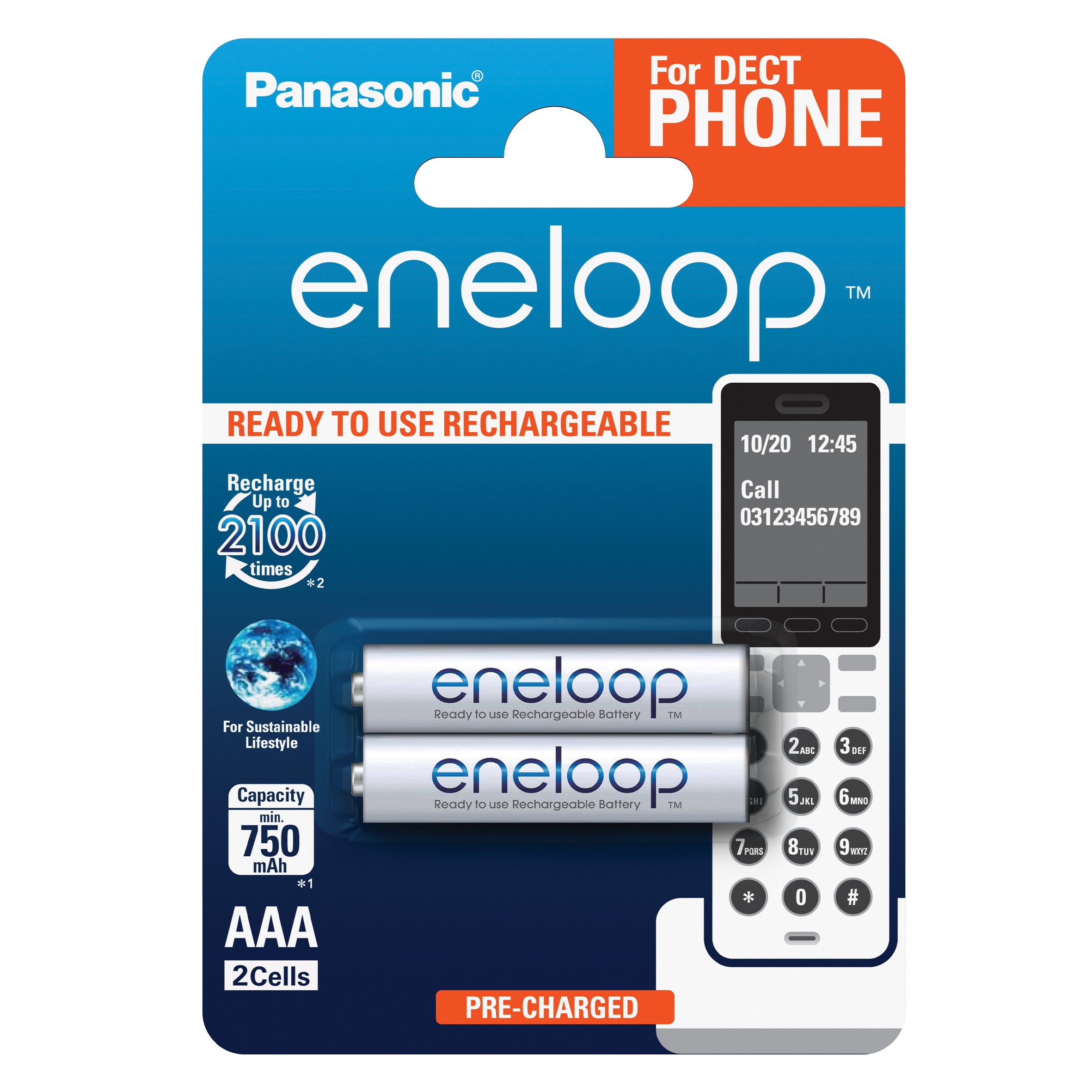 eneloop acumulatori ni-mh 1.2v aaa r3 750mah preincarcati 2100 cicluri phone b2 bk-4mcce/2de blister 2